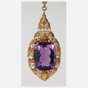 Prächtiges Collier mit Amethyst und Perlen