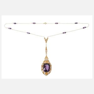 Prächtiges Collier mit Amethyst und Perlen