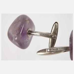 Paar Manschettenknöpfe mit Amethysten
