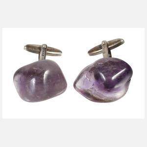 Paar Manschettenknöpfe mit Amethysten