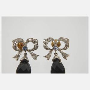 Paar Ohrhänger mit Diamanten und Steinbesatz