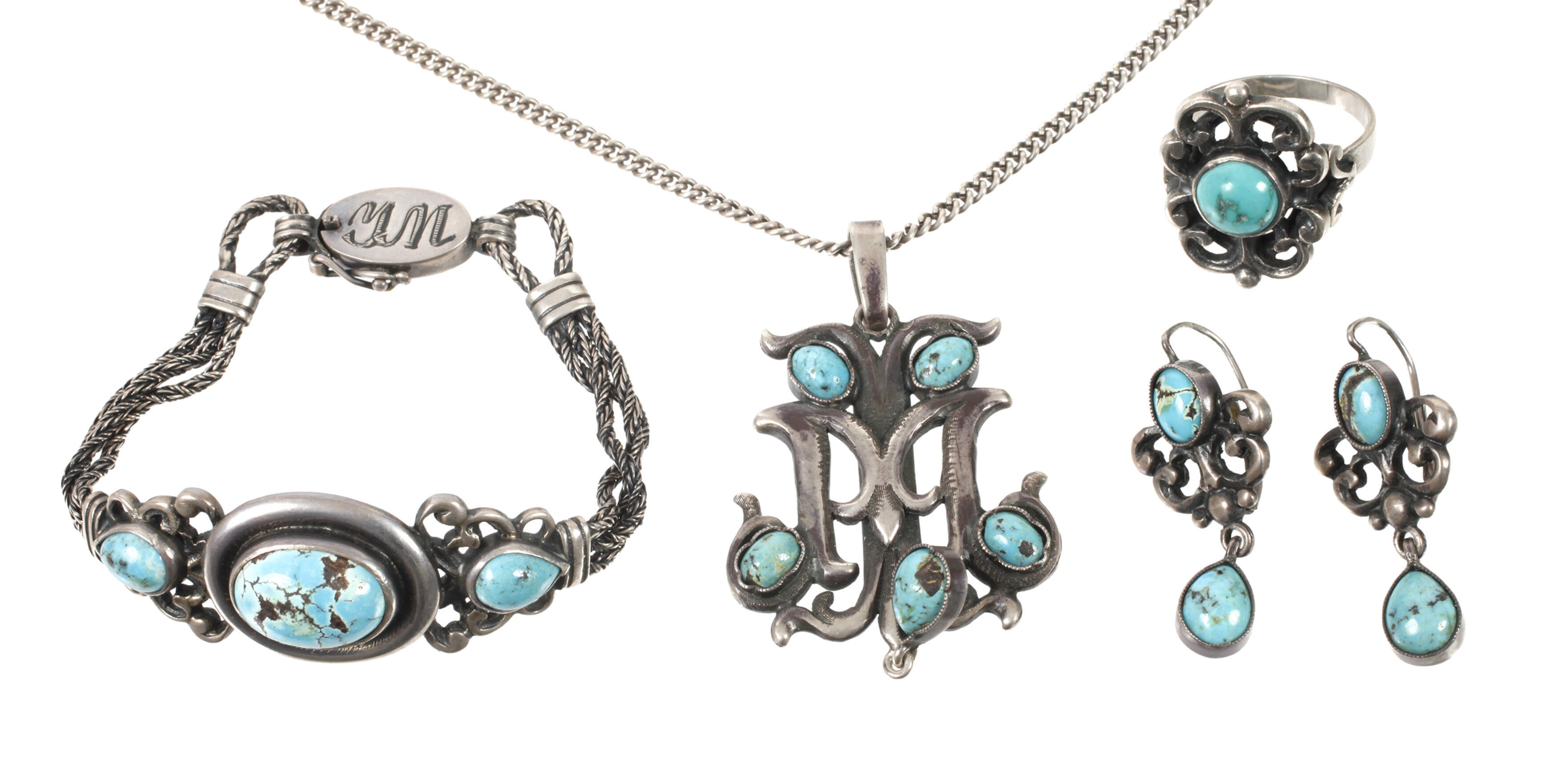 Konvolut Silberschmuck mit Türkisen