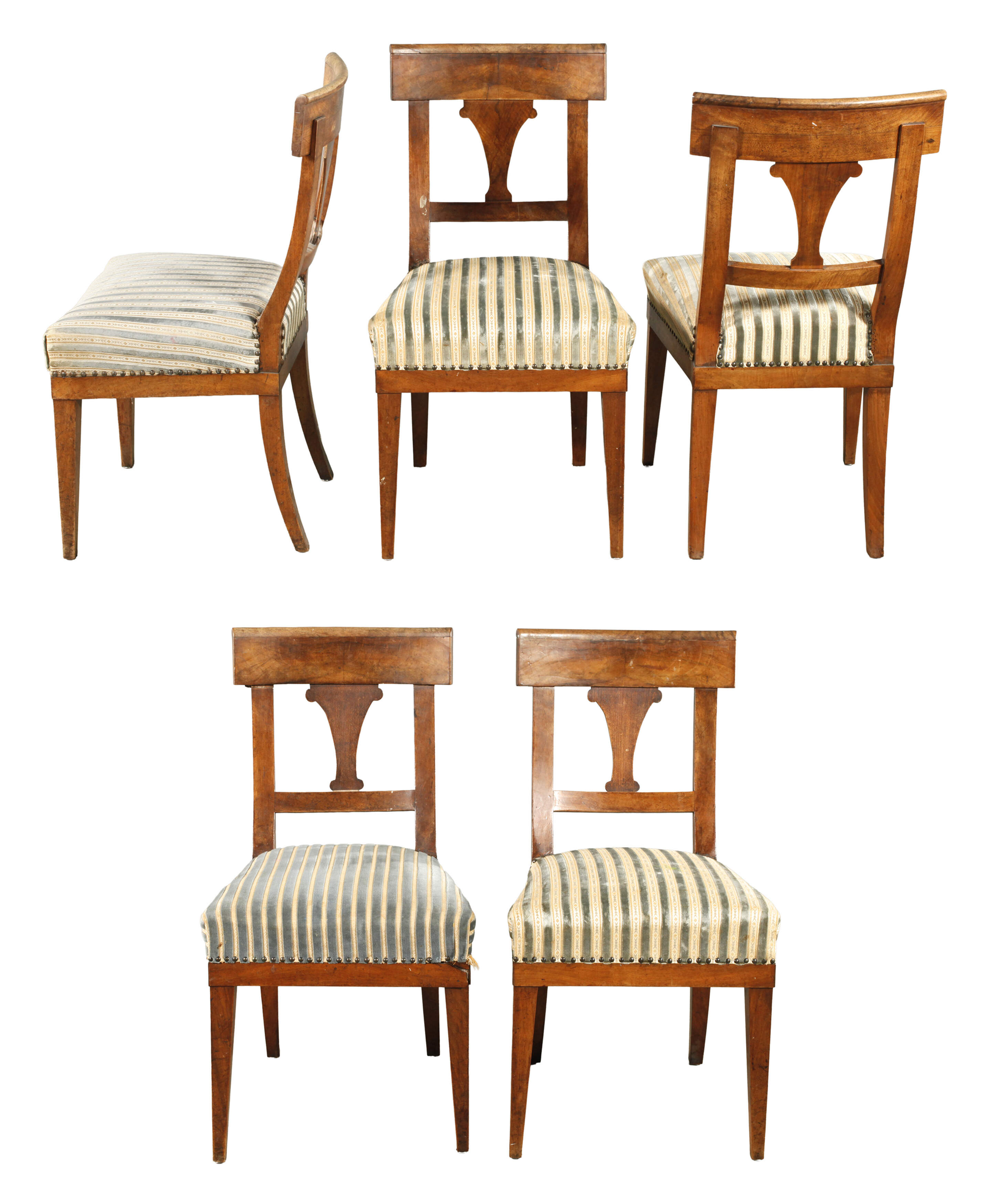 Satz von fünf Stühlen Biedermeier