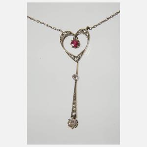Jugendstil-Collier mit Rubin und Diamanten