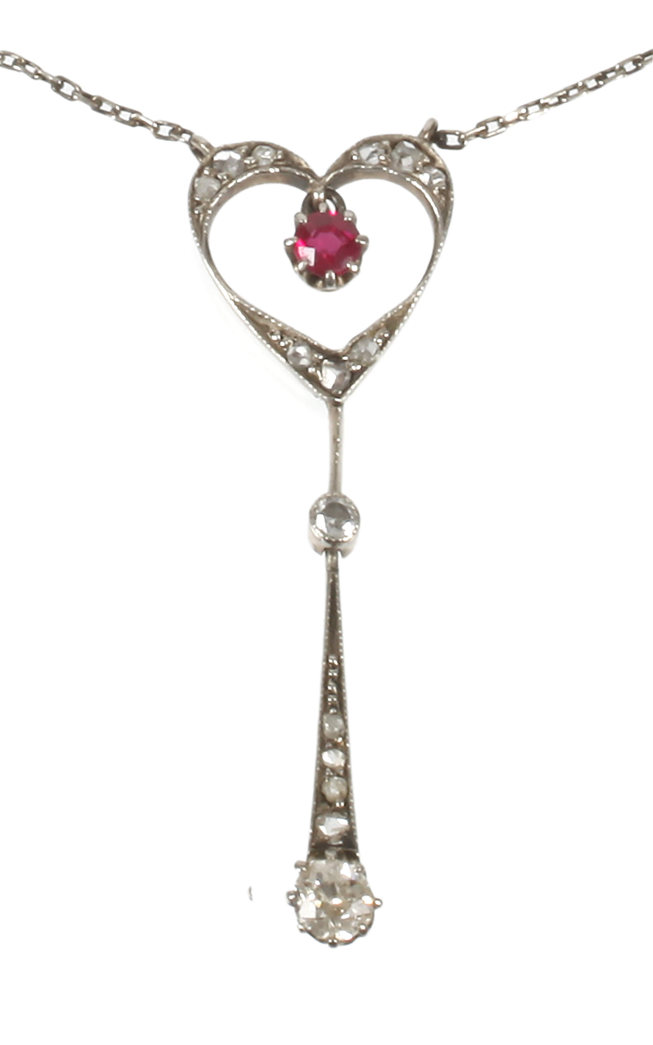 Jugendstil-Collier mit Rubin und Diamanten