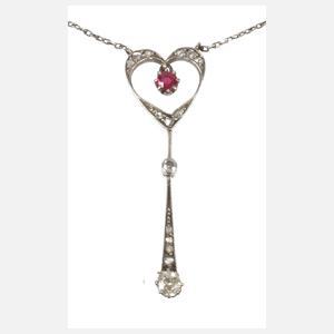 Jugendstil-Collier mit Rubin und Diamanten