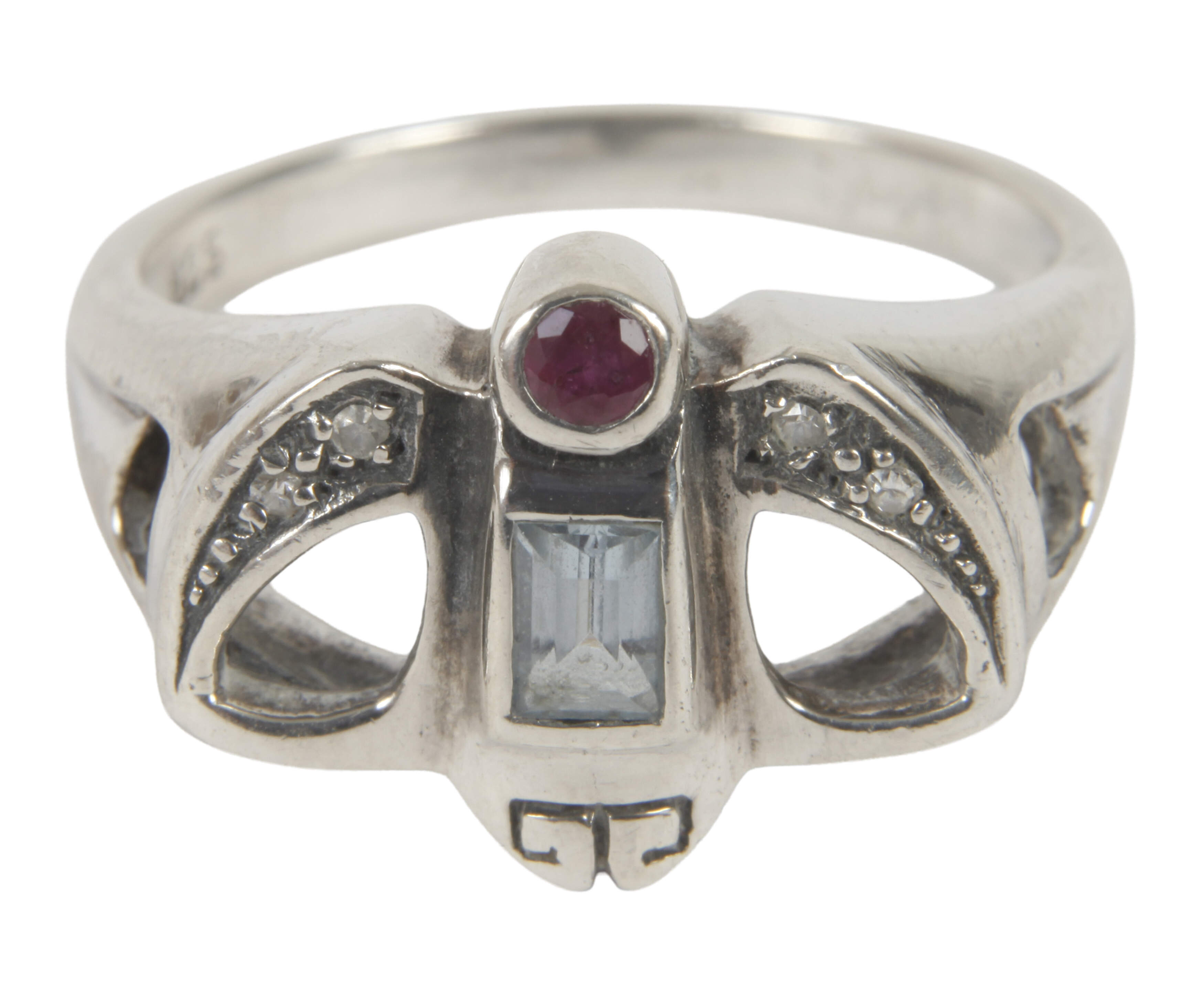 Jugendstil-Damenring mit Steinbesatz