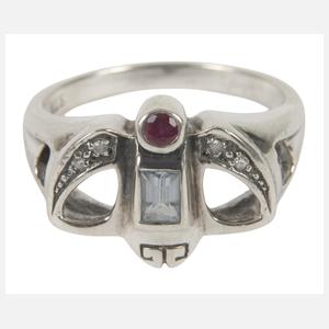 Jugendstil-Damenring mit Steinbesatz