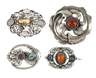 Vier Jugendstil-Broschen mit Steinbesatz
