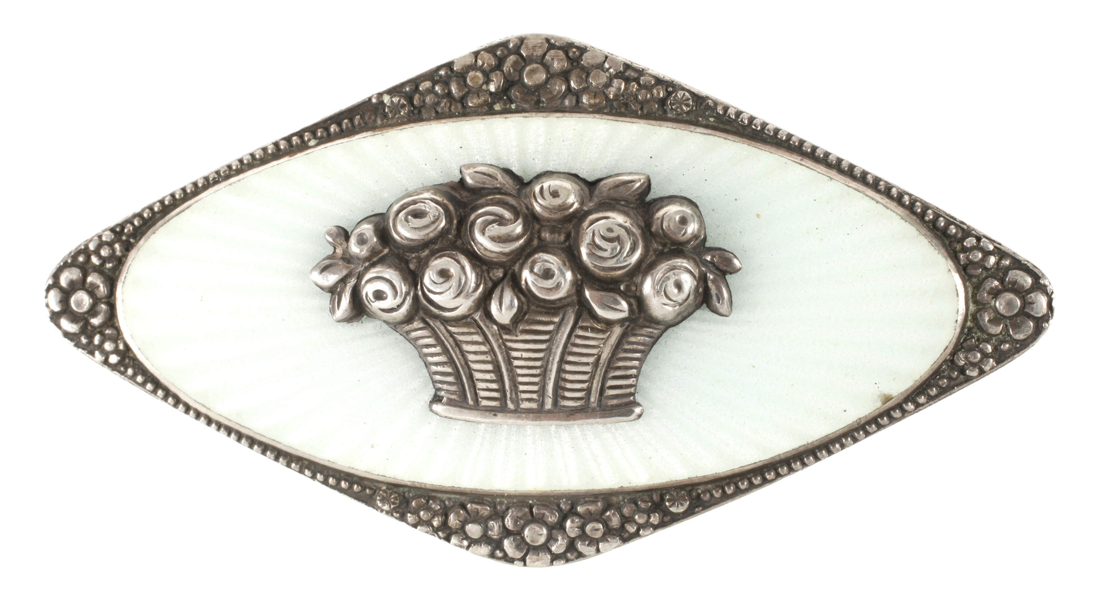 Jugendstil-Brosche mit guillochiertem Emaille