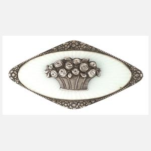 Jugendstil-Brosche mit guillochiertem Emaille