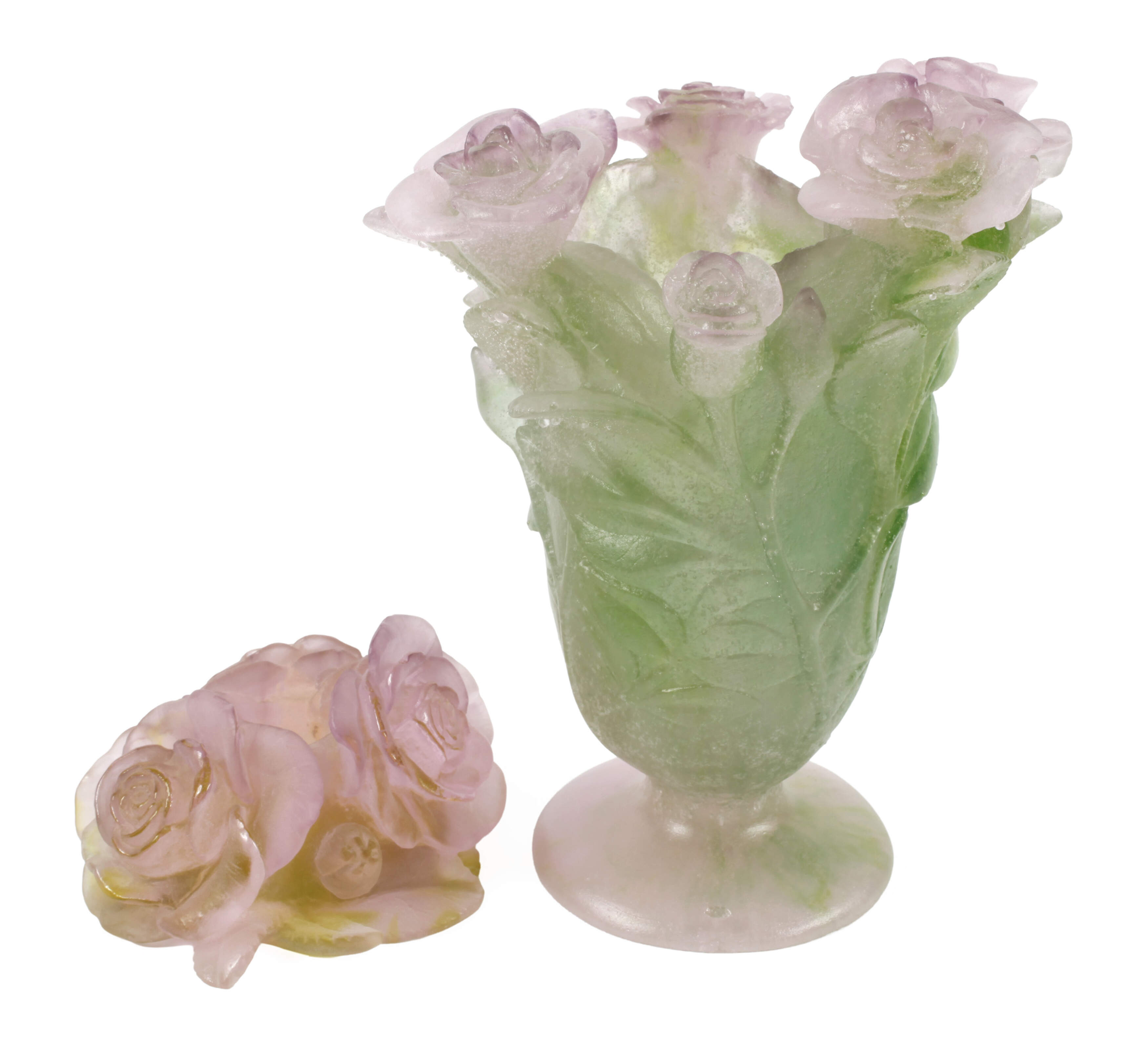 Daum Nancy Vase und Kerzenleuchter Pâte de verre