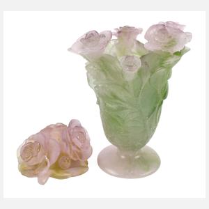 Daum Nancy Vase und Kerzenleuchter Pâte de verre