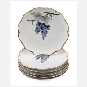 Rosenthal sechs Obstteller Pâte sur Pâte-Dekor