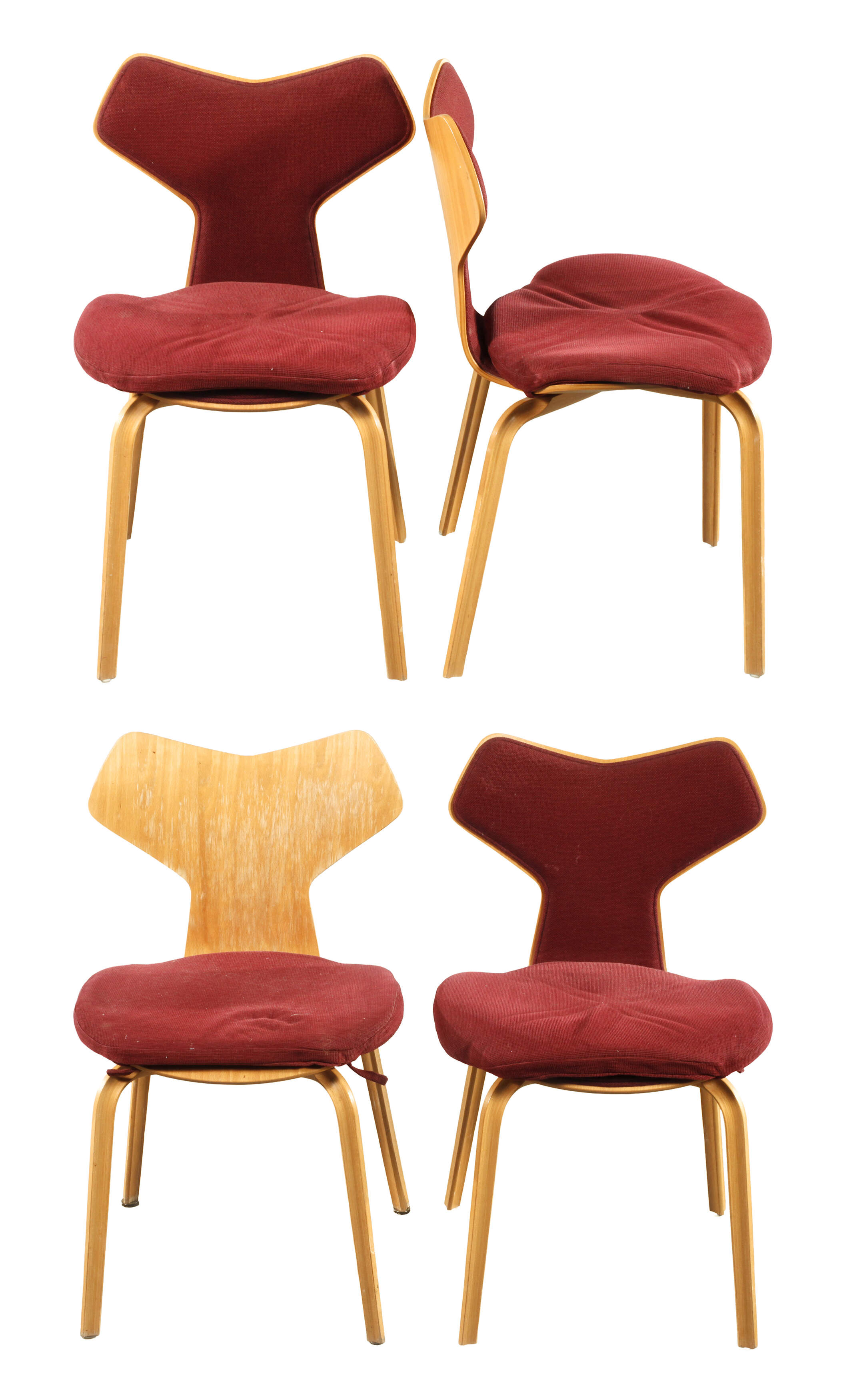 Arne Jacobsen, vier Stühle "Grand Prix"