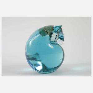 Glasobjekt Uhu als Paperweight