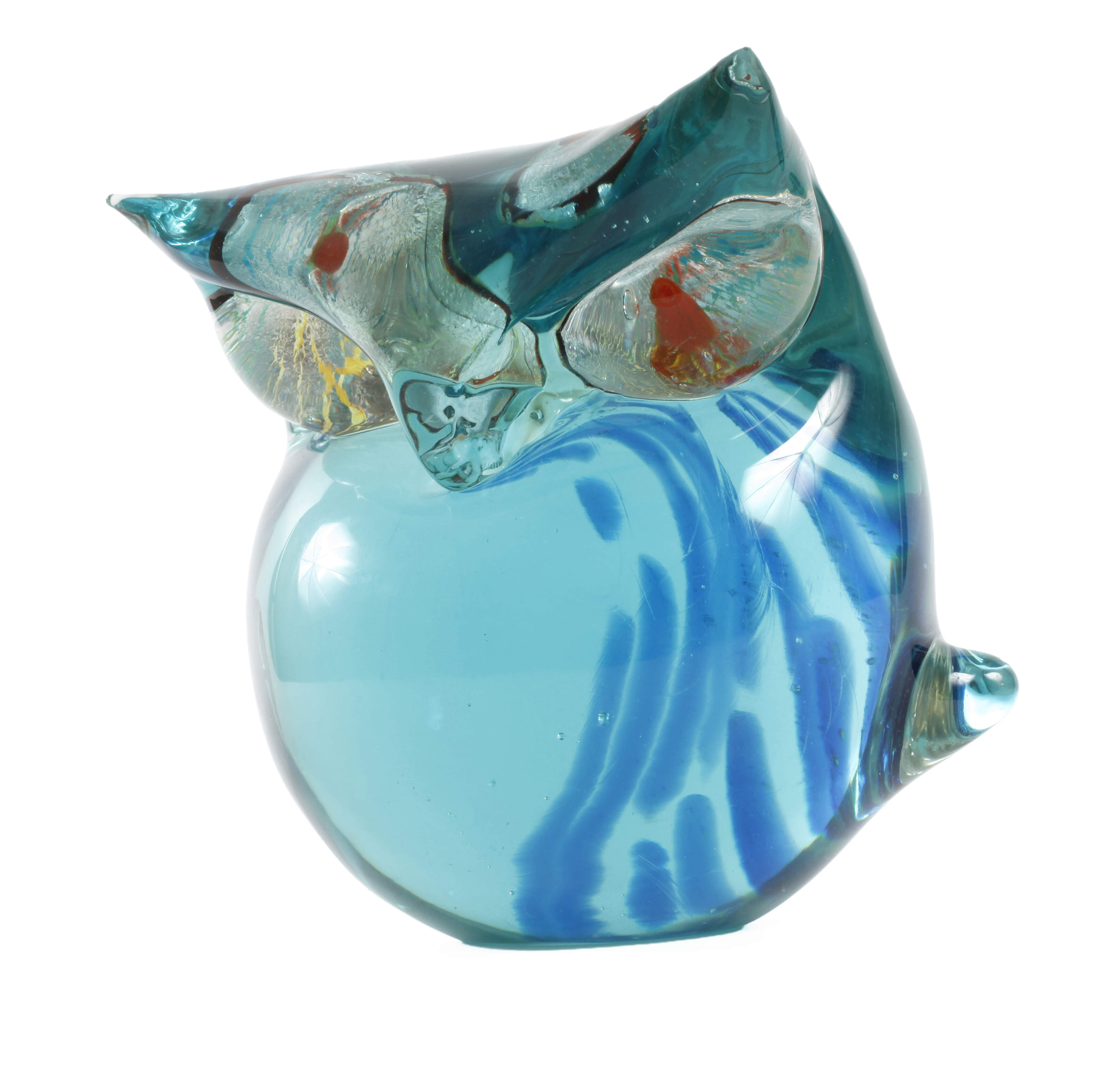 Glasobjekt Uhu als Paperweight
