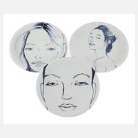 Otto Drögsler, drei Wandteller "Faces"111