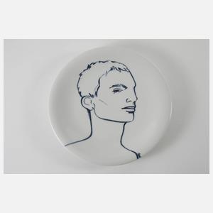 Otto Drögsler, vier Wandteller "Faces"