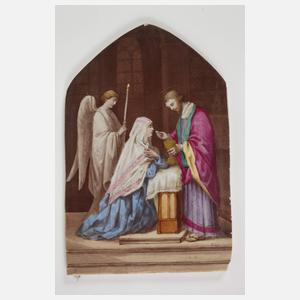 Religiöse Bildplatte in Champlevé-Rahmen