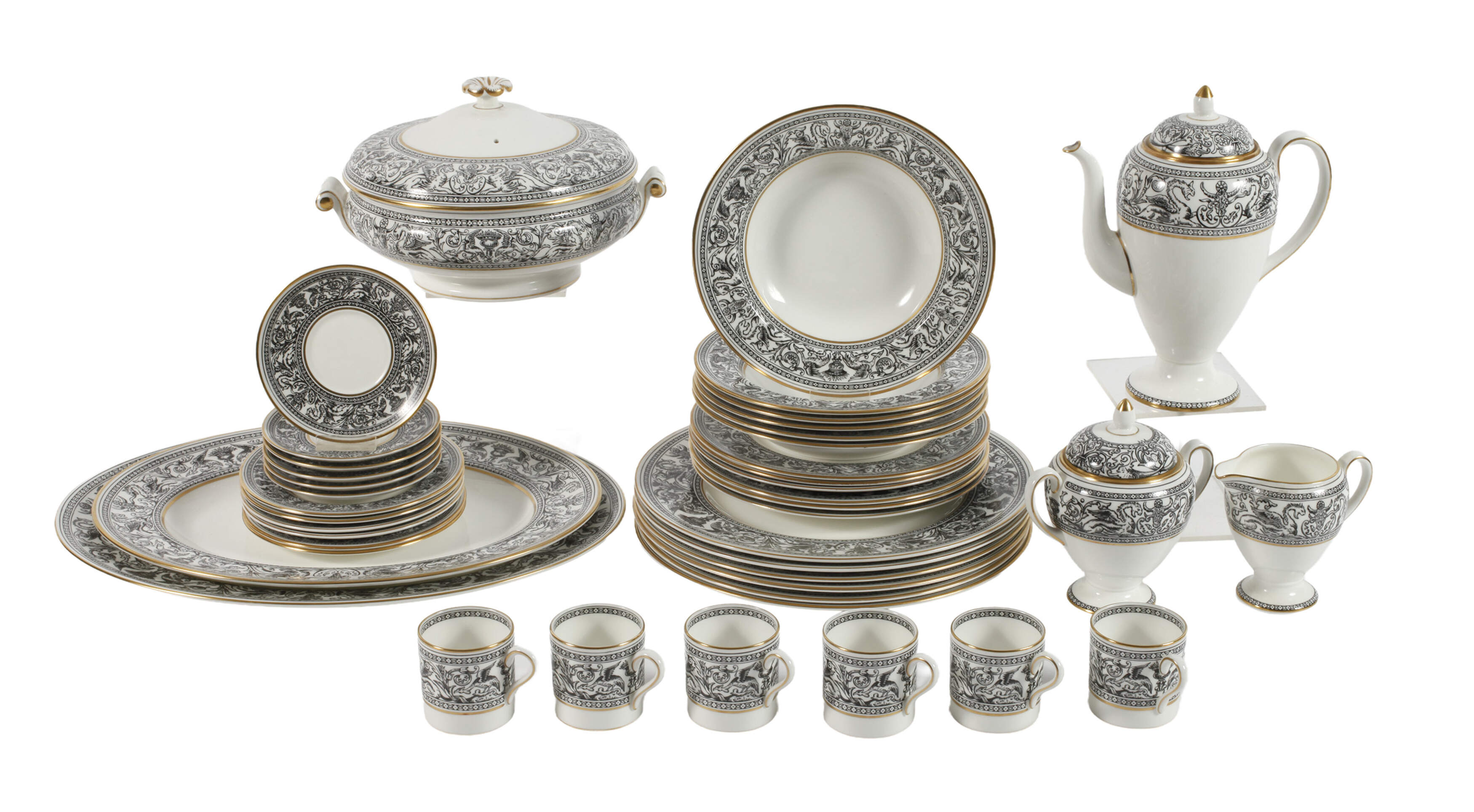 Wedgwood England Tafelservice "Florentine Black"