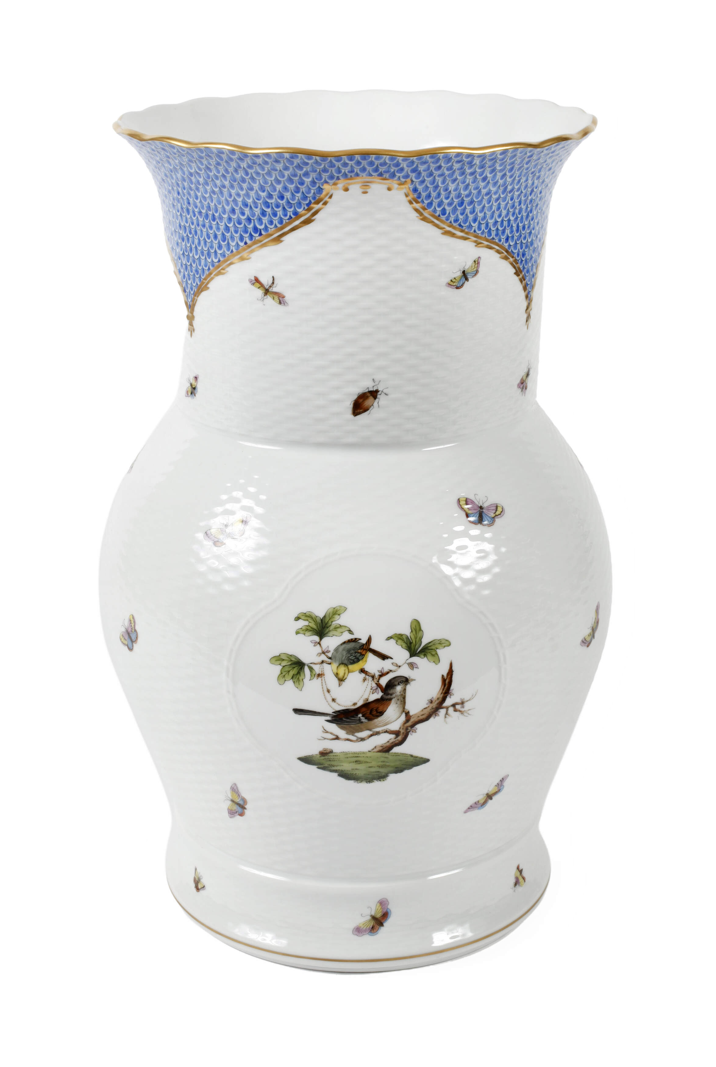 Herend Ungarn Bodenvase "Rothschild Bird Blue"