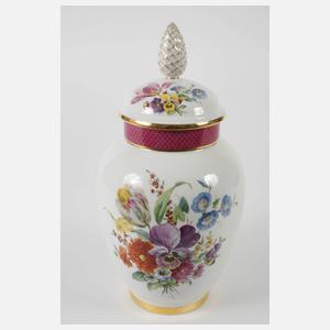 KPM Berlin große Deckelvase Blumenmalerei