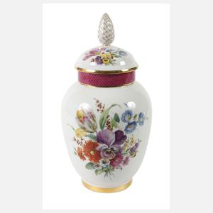KPM Berlin große Deckelvase Blumenmalerei