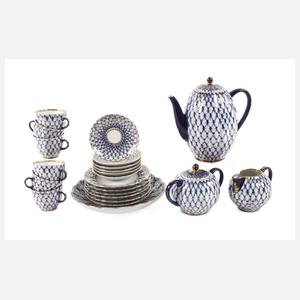 Lomonosov Kaffeeservice "Kobaltnetz"