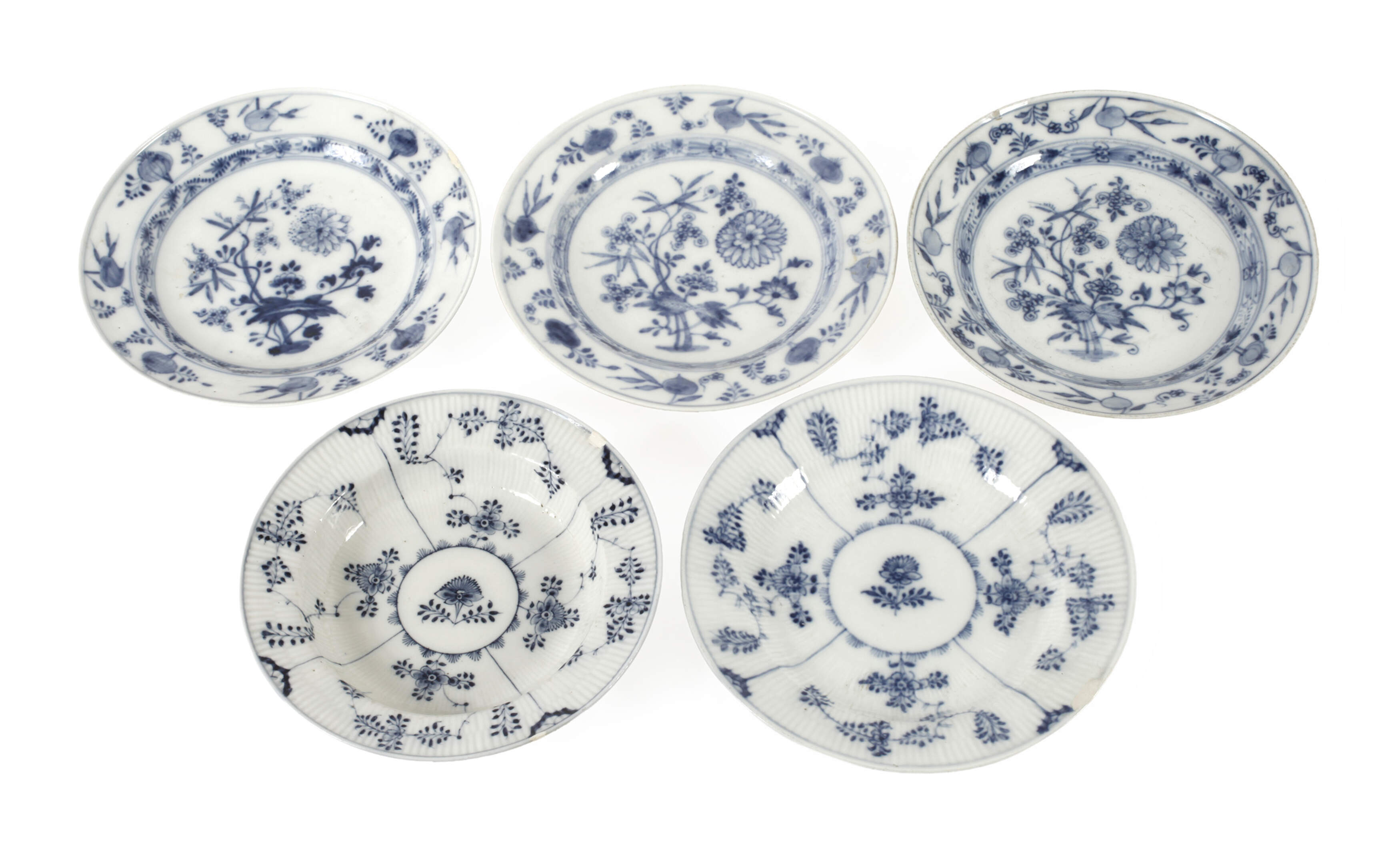 Meissen Konvolut frühe Teller "Blaumalerei"