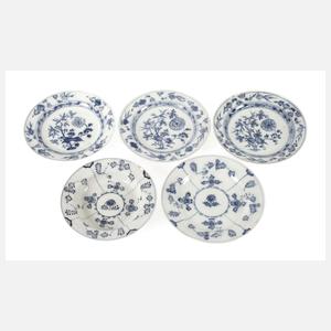 Meissen Konvolut frühe Teller "Blaumalerei"