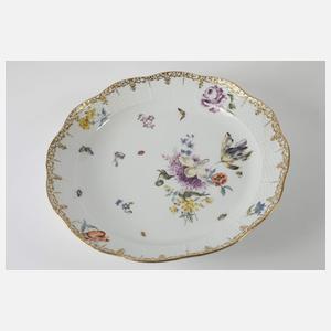 Meissen zwei Schalen und Platte Blumenmalerei