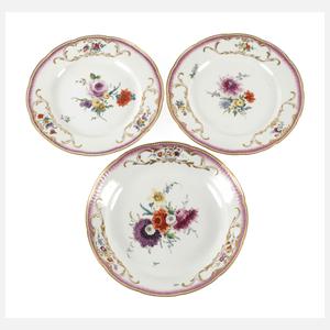 Meissen zwei Speiseteller und Schale Punktzeit