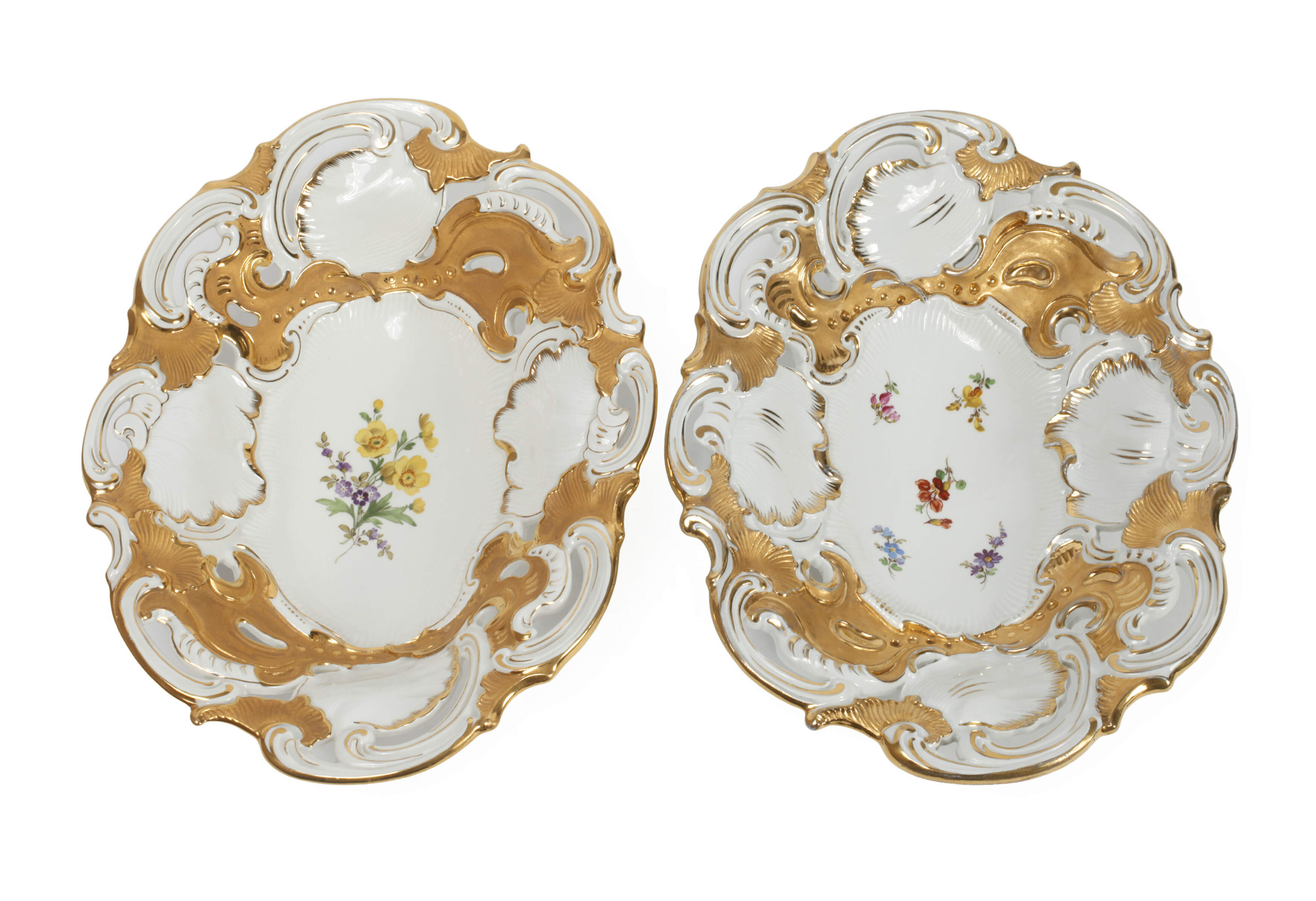 Meissen Paar Prunkschalen Reliefdekor