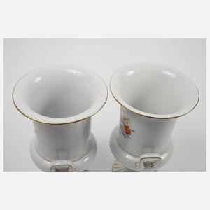 Meissen Paar Kratervasen Blumenmalerei