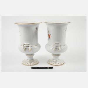 Meissen Paar Kratervasen Blumenmalerei