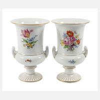 Meissen Paar Kratervasen Blumenmalerei111