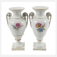 Meissen Paar Amphorenvasen Blumenmalerei111