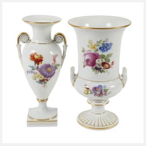 Meissen zwei Prunkvasen Blumenmalerei