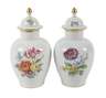 Meissen Paar kleine Deckelvasen Blumenmalerei