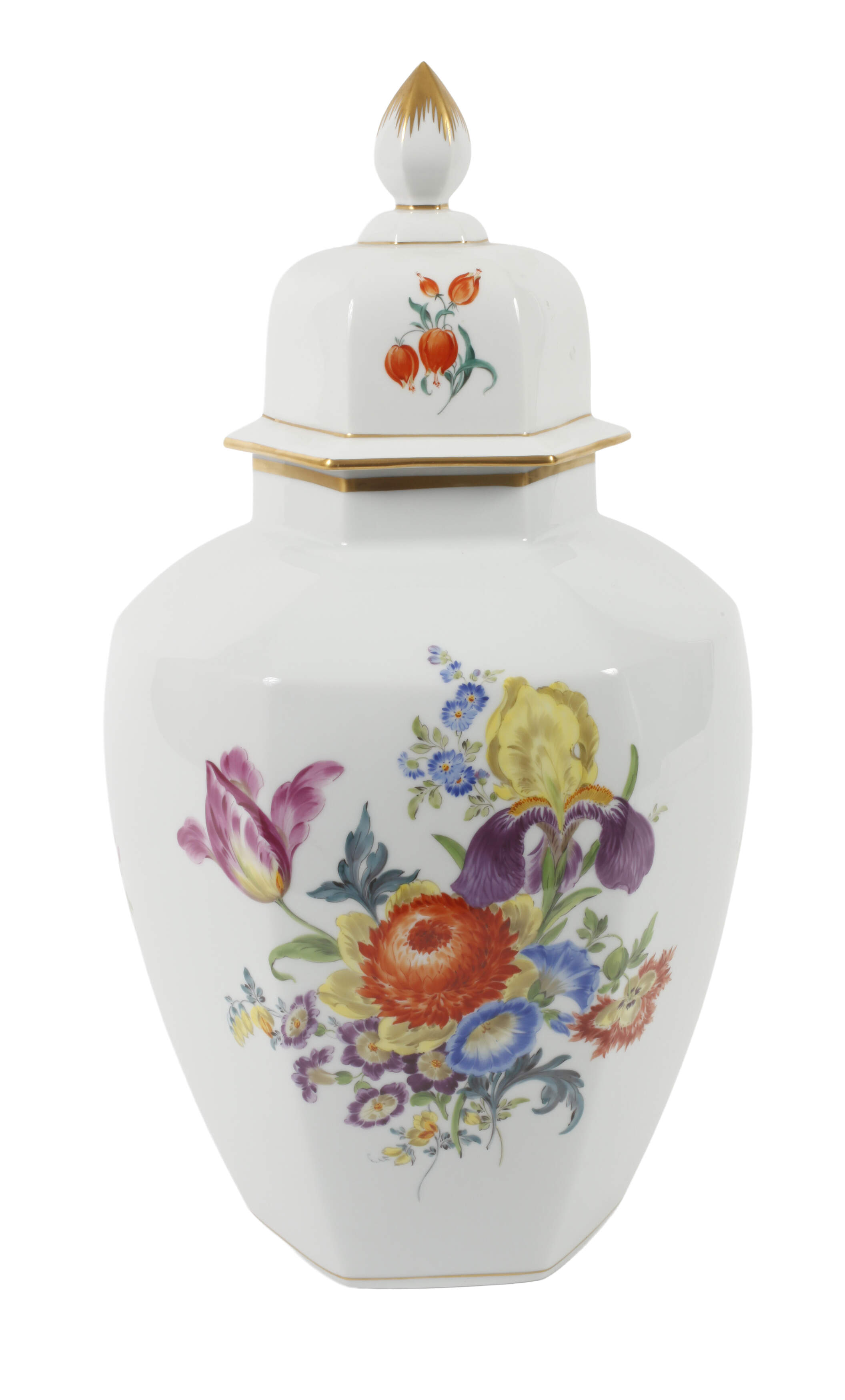 Meissen große Deckelvase "Blumenbukett"