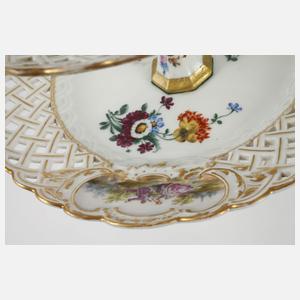 Meissen Etagere Blumen- und Watteaumalerei