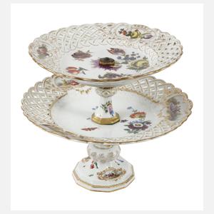 Meissen Etagere Blumen- und Watteaumalerei