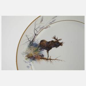Meissen sechs Speiseteller Wildmalerei