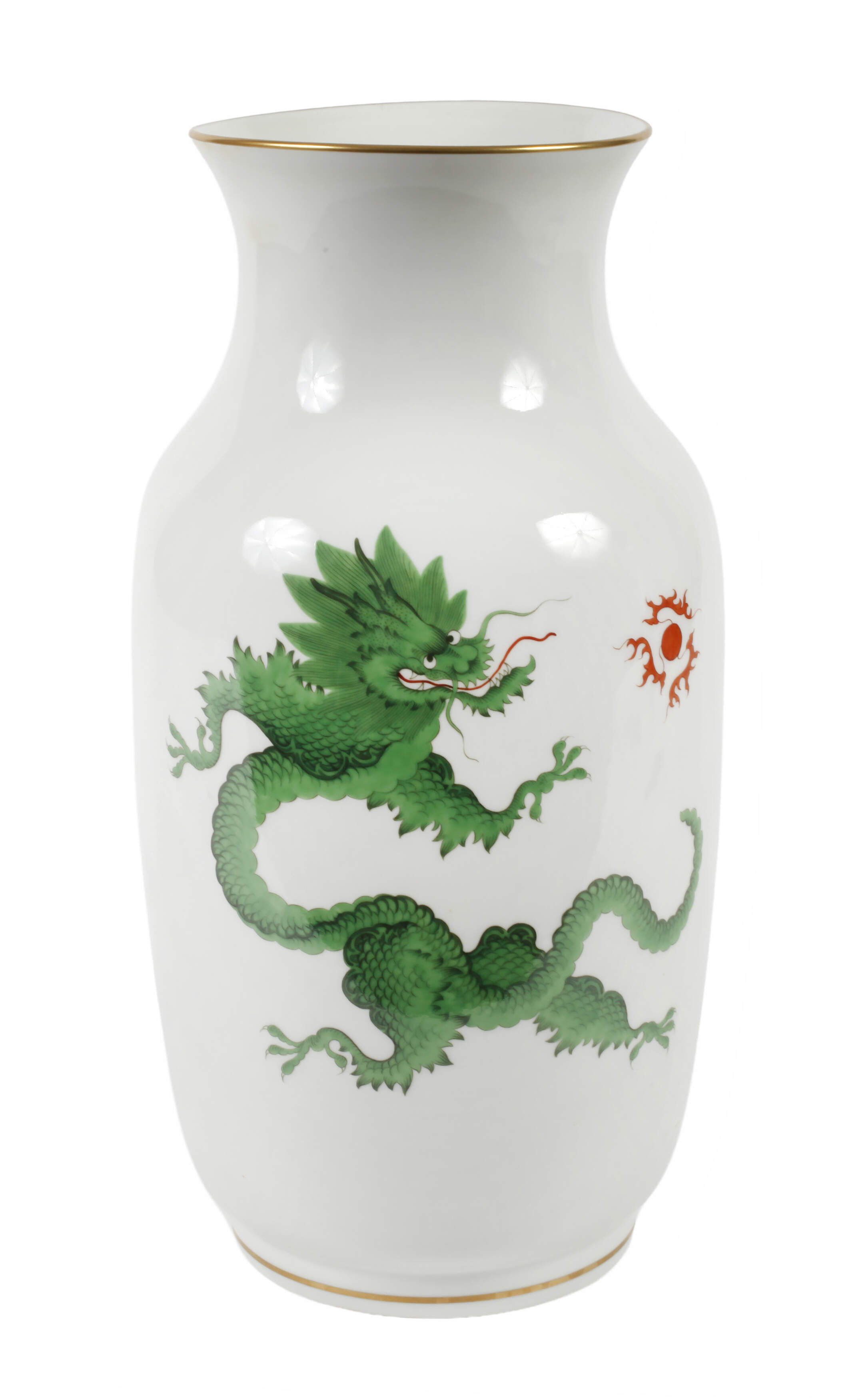 Meissen große Balustervase "Grüner Mingdrache"