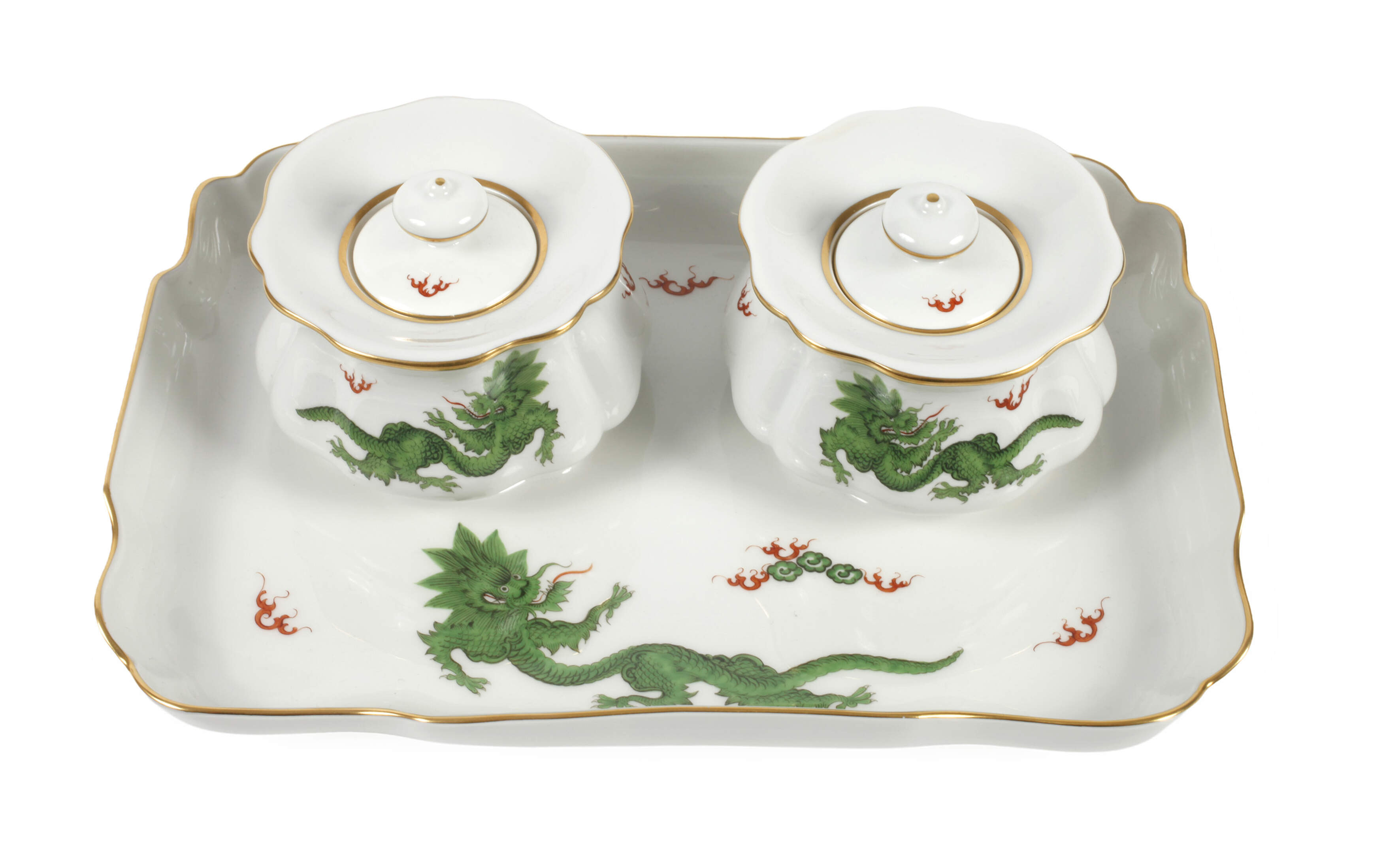 Meissen Schreibset "Grüner Mingdrache"