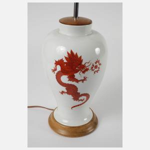 Meissen Tischlampe "Roter Mingdrache"