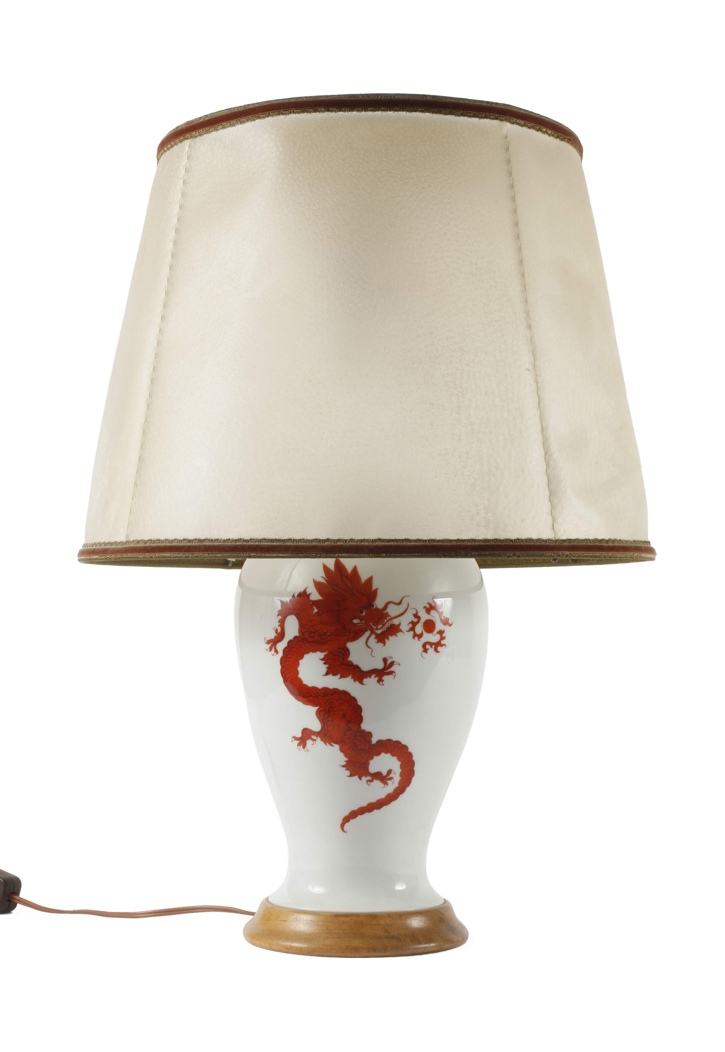 Meissen Tischlampe "Roter Mingdrache"