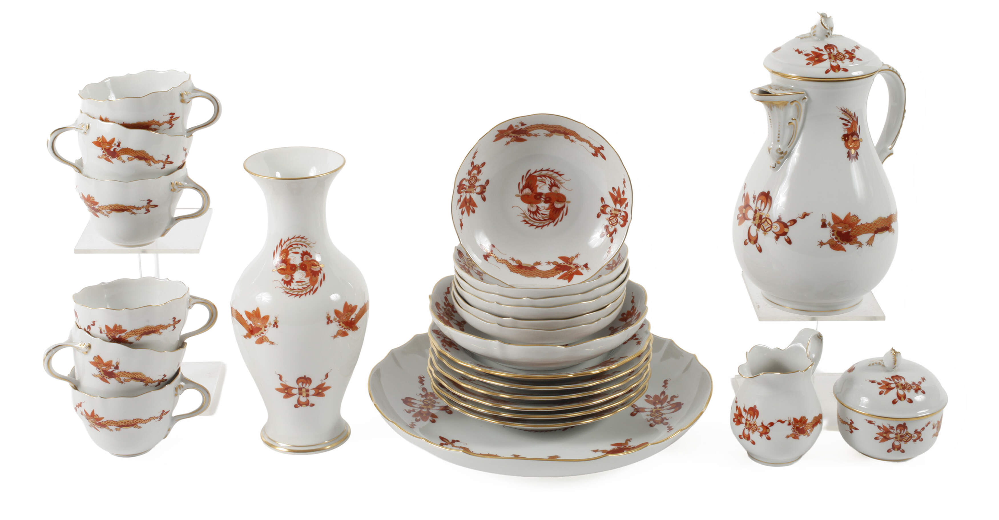 Meissen Kaffeeservice "Reicher roter Drache"