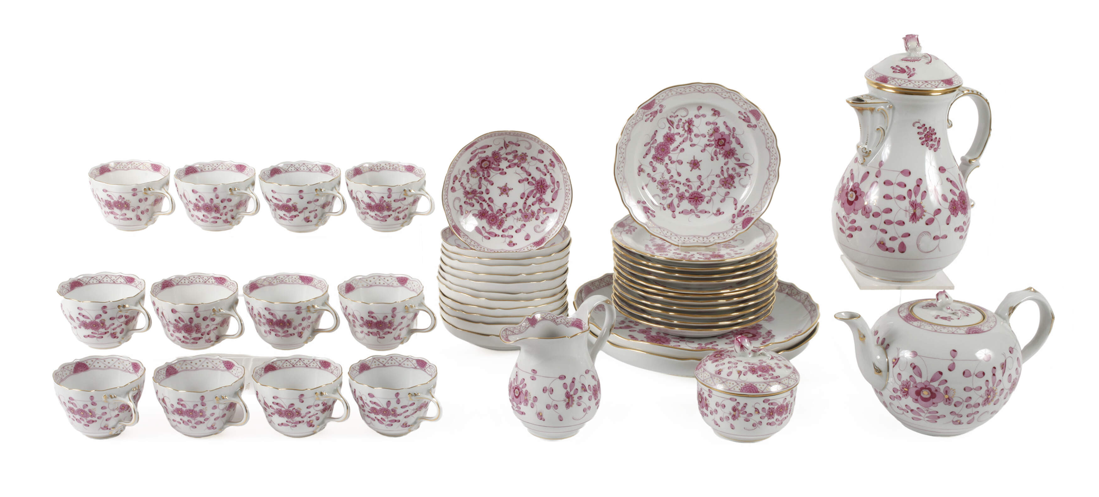Meissen Kaffee-/Teeservice "Indisch purpur"